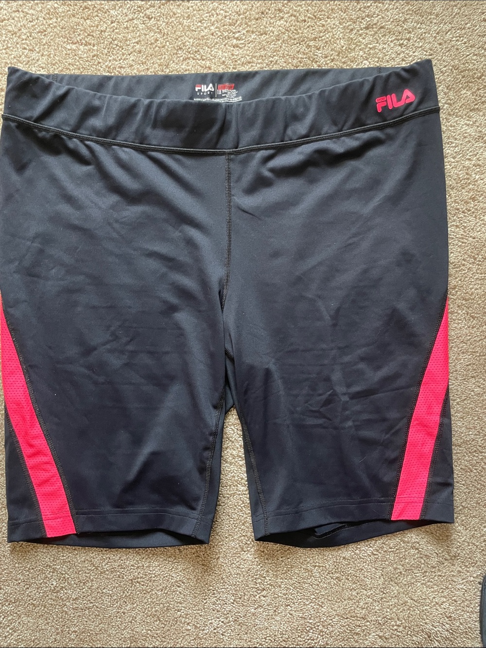 FILA Black Bike Shorts with Pink Side Panels